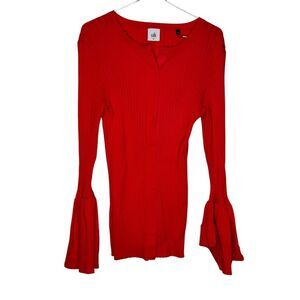 Cabi Women Cardigan Trumpet‎ Flare Sleeve  Rib Pullover Button Front Knit Medium